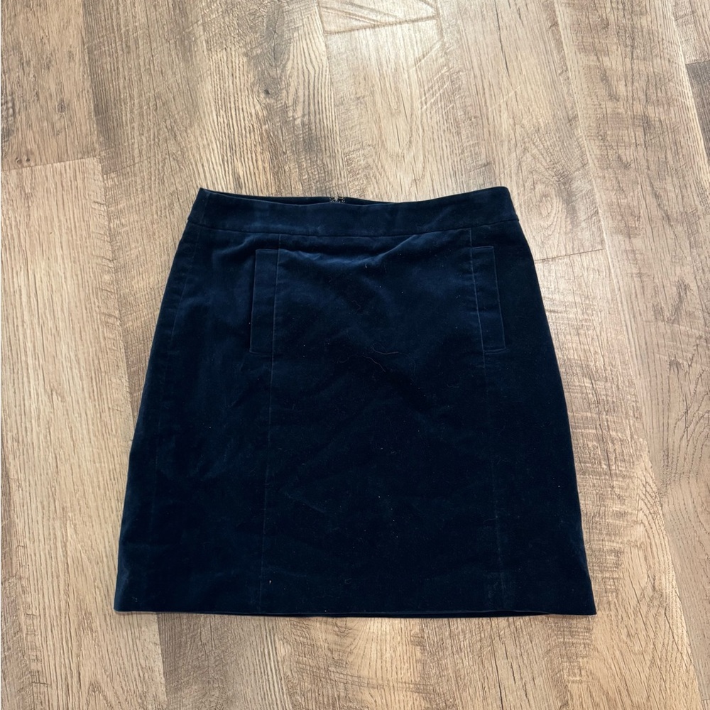 Ann Taylor Skirt Womens 8 Blue Velvet Career Pockets Office A Line Stretch